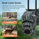 4G Solar Powered Trail Camera PTZ Camera with 12X PIR Human Detection HD 6MP IP Camouflage WIFI Cameras For Outdoor Security
