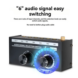 Audio Switcher Selector 6 In 1 Out Audio Signal Selection Switch Sound Channel Selector Stereo With Volume Control