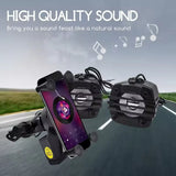 12V Motorcycle Phone Clip Speaker With 2.5 Inch*2 Loudspeakers USB Waterproof Cover Design BT Call Smartphone Charger MP3 Player