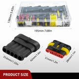 220PCS 10 Sets 5 Pin Electrical Connector ‎Plug 5 Way Automotive Connect Male Female Terminal Wire Connectors Waterproof Set