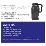 Electric Water Kettle for Tea Coffee Black 1300ML Portable Water Boiler Car Heating Cup Car Heating Cup Portable Stainless Steel