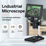 5.5 Inch Digital Microscope 10MP 1000X Magnification LCD Display 8 LED Light SD Card Storage Electronic Microscopio for Repair