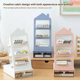 2025 2 in 1 Stationery Storage Box with Drawer Slant Plug Pen Holder Large Capacity House Shape Storage Bucket Student