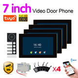 7Inch Touch Monitor Video Wifi Intercom Tuya Smart Home video 2/3/4 Family Apartment doorbell System 1080P Wide angle Camera