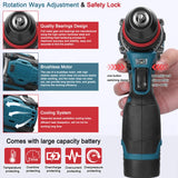 18V 2in1 Lithium Drill Electric Screwdriver Multi-function Power Tool 45Nm Torque Brushless Motor Practical Screw Driver