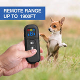 Remote 1900ft Waterproof Dog Training Collar Rechargeable Vibrating Shock LCD Display