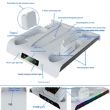The Multifunctional Host Cooling Charging Dock Is For PS 5 Slim, Supports Charging 2 Controllers, Has 3 Fan Spee