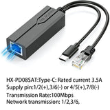 New POE Splitter 48V to 5V USB Female / tpye-C 100Mbps and1000Mbps Gigabit POE Camera Injector Power Supply for Huawei Hikvision