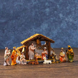 2025 New Christmas Nativity Set Holy Family Resins Figurine Statue with Stable Miniature Christmas Nativity Scene Sculptures