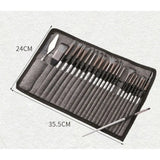 Cloth Roll 24Pcs Artist Paint Brushes Set Nylon Hair with Scraper Watercolor Brush Pen Delicate Wooden Handle