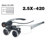 Premium Lab Magnifier with LED Headlight Optical Lab Loupes for Dentist Binocular Magnifying Glasses with Headlamp for Surgery