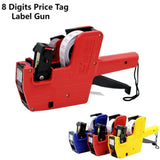1 Roll Labels + 1 Ink Digital Tag Printer MX-5500 8 Digits Display Handheld Labeler Office Supermarket Price Label Printer