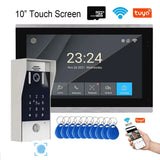 New 5in1 Fingerprint Unlock Tuya Smart 10inch Wifi Video Intercom System Video Door Phone Camera with Motion Detector 1080P