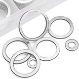 200pcs Oil Drain Plug Gasket White Aluminum Alloy Washer Crush Washers Assortment Kit, Including 9 Sizes - M5 M6 M8 M10 M12 M14
