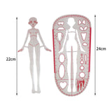 2Pcs Fashion Drawing Template Ruler Pattern Makers Patchwork Ruler Multipurpose Clear Models Fashion Illustration Rulers Woman
