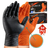 Diamond Grip Heavy Duty Nitrile Gloves Reinforced Palm Rubber Disposable Gloves Anti-slip Wear-resistant