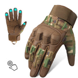 Tactile five-finger gloves with touchscreen, PU leather, non-slip, impact-resistant outdoor hunting and shooting protective gear