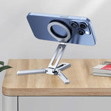 Magnetic Folding Phone Holder Aluminum Alloy Smartphone Desk Stand Multifunctional Portable Desktop Phone Mount