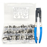 115PCS Single Ear Hose Clamps with Ear clamps plier Assortment Kit 6-28.6mm Crimp Hose Clamps for Pipe, Fuel Line Crimp Clamps