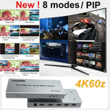 4K 60Hz HDMI Multiviewer 4x1 4 in 1 Out Switch Quad Screen Multi-Viewer 90° 180° 270° Flip PIP 8 Modes for PS4 PC Camera To TV