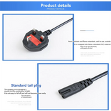 Power Cord With Fuse 1.5M Large 8-Shaped Standard British Style Camera Charger Hong Kong Plug