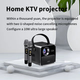 Portable Karaoke Projector With Dual Microphone High Fidelity Sound HD Wireless Projection