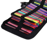 72/120 Slots Pencil Case Black Elastic Strap Art Pencil Case Canvas Material Folding Design Pencil Case Organizer Drawing