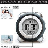 Digital Alarm Clock,Time Date Display Twin Bell Very Loud for Heavy Sleepers Dual Alarm Blue Backlight for Teens LZB