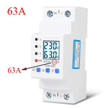 1 PC AC85-300V 63A/80A Adjustable Self-recovery Over And Under Voltage Current Limiting Protector Overload Switch Power Display