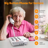 Big Button Phone for Elderly Seniors, Home Land Line Phone One Key for Help Telephone for the Visually Hearing Impaired