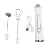 Portable Electric Milk Frother 3 Speeds USB Rechargeable Stainless Steel Silent Handheld Foam Maker for Coffee Egg Beverage