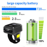 32-Bit CMOS Black A4 Mini Wireless USB Interface Portable 1D 2D QR Barcode Scanner with Wearable Ring Scanning Stock