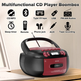 Boombox CD Player Portable Cassette AM FM Radio Bluetooth Speakers AUX USB MP3 Plays With Remote Control
