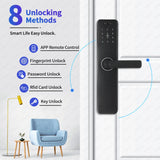 Fingerprint Password Lock Entry Door Graffiti Cat Eye Smart Wooden Household Anti-theft Door Smart Lock