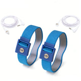 Grounding Blue Wrist Band (2 Sets) For Healthy Earthing Energy With 2 Straight Cords (16‘ Full Length) Grounding Without Mats