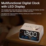 Multi-function Alarm Clock with FM Radio Rechargeable LED Digital Clock with Temperature and Humidity Display Voice Activated