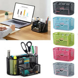 Office School Supplies With Drawer 9-Grid Storage Desk Organizer Stationery Container Metal Mesh Pen Holder