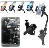 Dual USB Cigarette Lighter 2 USB Car Charger Phone Holder for iPhone 14 13 12 11 X 7 8 Plus For Samsung Galaxy S22 S21 S20 etc.