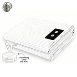 Grounding Sheet for Better Sleep & Wellness - Conductive Cotton and Silver Fitted Sheet with Earthing Cord, Machine Washable