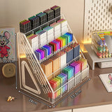 Durable Acrylic Pen Holder 3/4/5 Layers Multi-Compartment Desktop Organizer Clear Stationery Storage Supplies Home Office