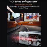 Multi-Function Solar Emergency Radio With AM/FM/WB Bands Large Flashlight Hand-Crank Generator Portable Phone Charger SOS Alarm