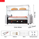 XEOLEO Electric Sausage Machine 5-7 Rollers Hot Dog Roller 750W Multifunction Hot Dog Machine Glass Hood With Acrylic Door