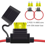2Pcs Waterproof Standard Inline Fuse Holder 10/12/14/16/18  AWG Wire ATM Blade Fuse 10A 15A 20A 30A 40A for Boat RV  Truck