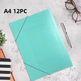12pcs A4 Office Project Binder Large Capacity Storage Bag Elastic Cord File Bag with Elastic Closure Drawstring Document Pouch