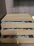 3-Tier Desktop Drawer Storage Box, Black Walnut Wood with Dovetail Joints & Brass Handles