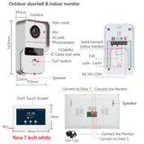 Wireless Wifi Video Doorbell System, 1080P Doorphone Door Camera, 7 Inch Touch Screen, Video Intercom 32GB SD card for Home