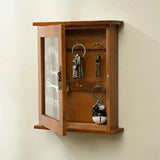 Wooden Key Storage Cabinet Key Holder Box With Hanging Hooks Key Box Home Decor Key Holder Wall  Mounted Box New