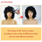 Short Curly Wigs for Black Women Soft Black Big Curly Wig with Bangs Afro Kinky Curls Heat Resistant Natural
