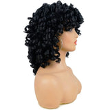 Short Curly Wigs for Black Women Soft Black Big Curly Wig with Bangs Afro Kinky Curls Heat Resistant Natural