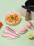 Silicone Air Fryer Baking Pan 7-piece Cake Baking Pan Microwave Oven Tray Food Clip Oil Brush Anti-scald Hand Clip Diy Set
